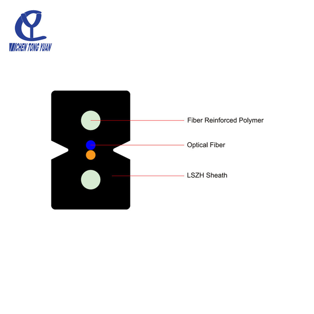 FTTH Drop Fiber Cable GJXFH- Single Mode, 2 Core, 2mm