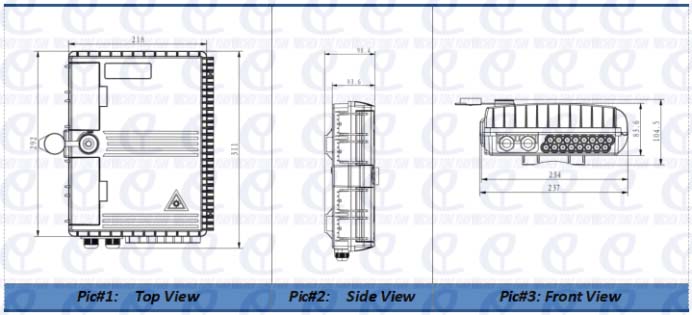 drawing of 16 cores Fiber Optical Terminal Box